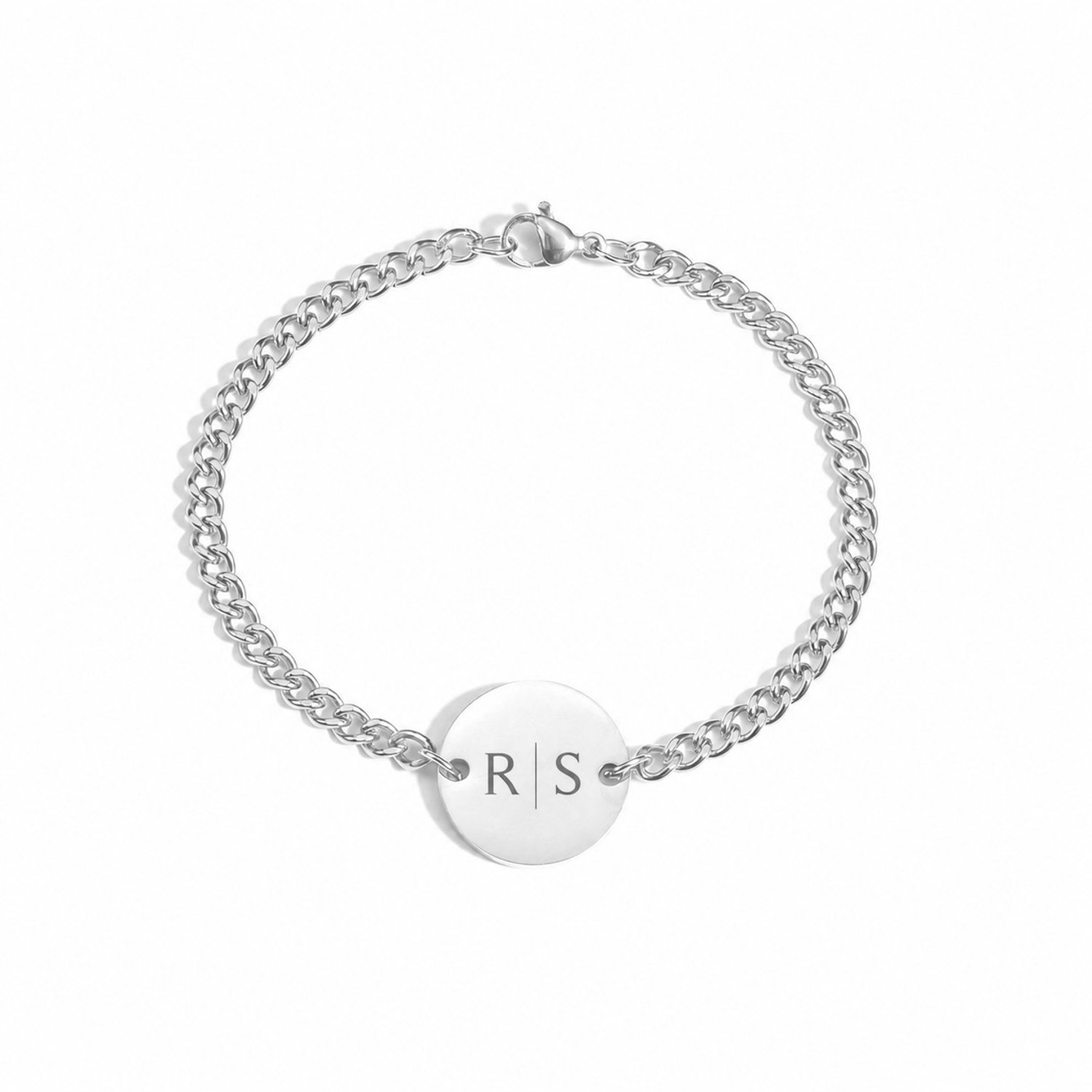 Heren Armband Munt met Initialen Zilver