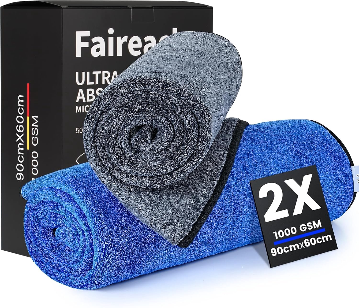 Microfibre Doeken XXL 90 x 60 cm - Set van 2 - Ultra Absorberend - Perfect voor Auto's en Motorfietsen - ShopVlot