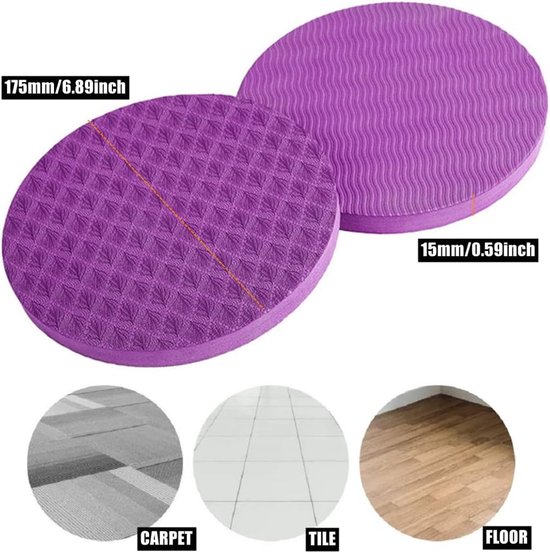 Yoga kniebeschermers - 2-delige set - 1,5*17,5*17,5 cm - Yoga knielmat - Antislip yoga knielmat - Balansmat - Plank oefenkussen - Geschikt voor yoga, pilates en diverse oefeningen - Beschermt effectief knieën, ellebogen, polsen en handen - Paars — afbeelding 5