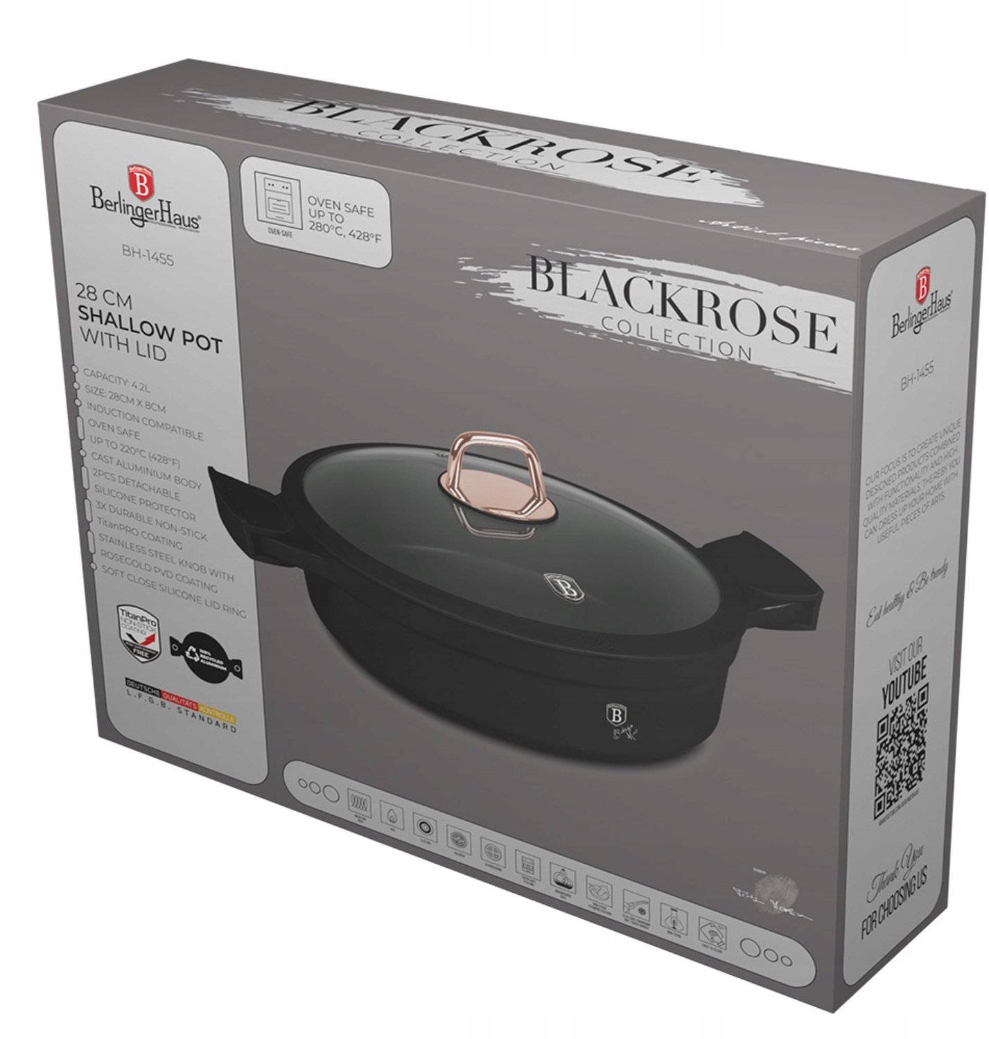 BerlingerHaus Pannenkoek Pan 28cm Black Rose - 4.2L