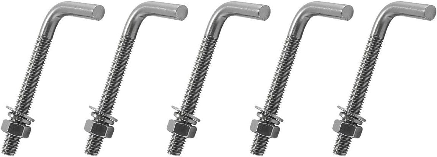 Sets met schroefdraad, M8 X 80mm, 304 roestvrij staal, funderingsankerbouten, vierkante schroeven, hangende haken, pakket van 5