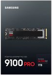 Voorzijde van de Samsung 9100 PRO SSD verpakking met leessnelheid.