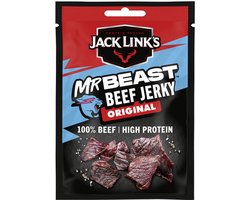 Jack Link's Original Beef Jerky - High Protein - 100% Beef - Hoog in Eiwitten - Ideale Proteine Snack - voor Tussendoor, Onderweg of voor het Sporten - 12x25g