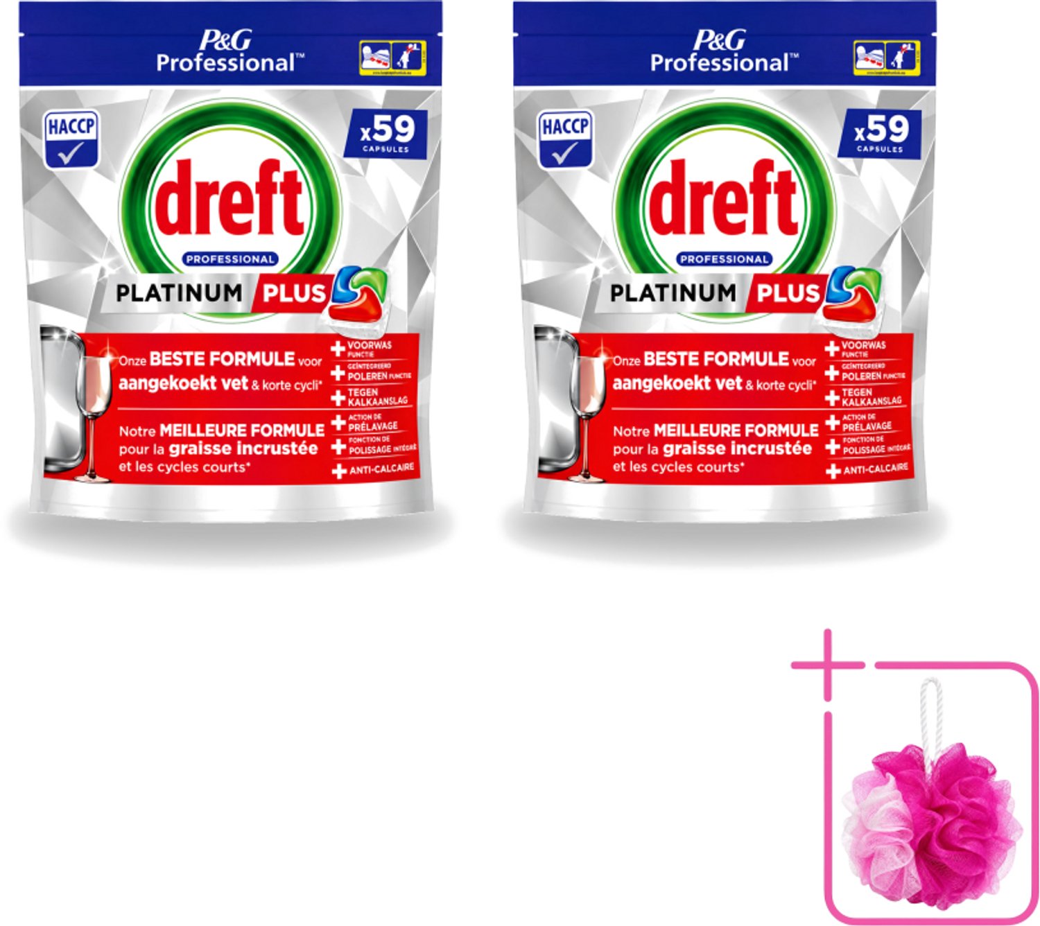 2 x Dreft – Vaatwastabletten – Platinum+ Regular – 59 Tabletten - Bulkverpakking - Handafwasmiddel - Handafwas