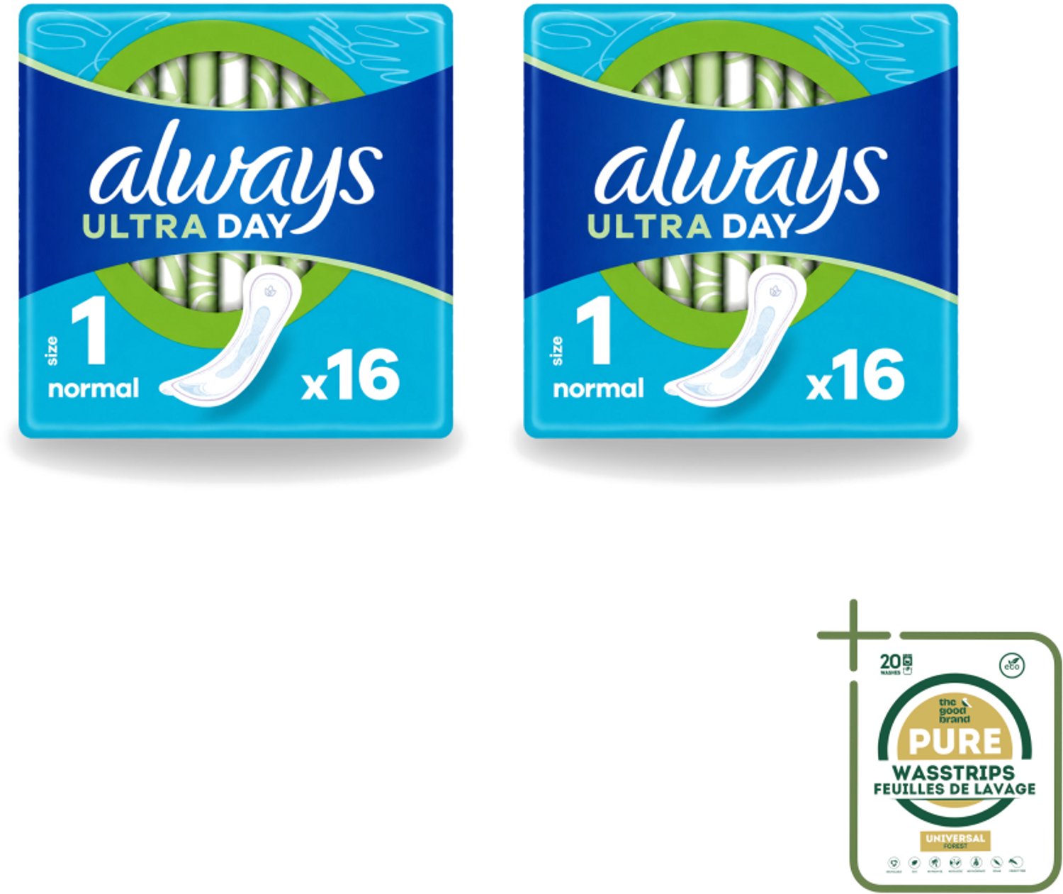 2 x Always – Maandverband – Ultra Normal – 16 Maandverbanden - Wasstrips - Maandverband Normaal - Menstruatie Bescherming - Dagelijks Maandverband - Ultra Normaal Maandverband - Droge Maandverband
