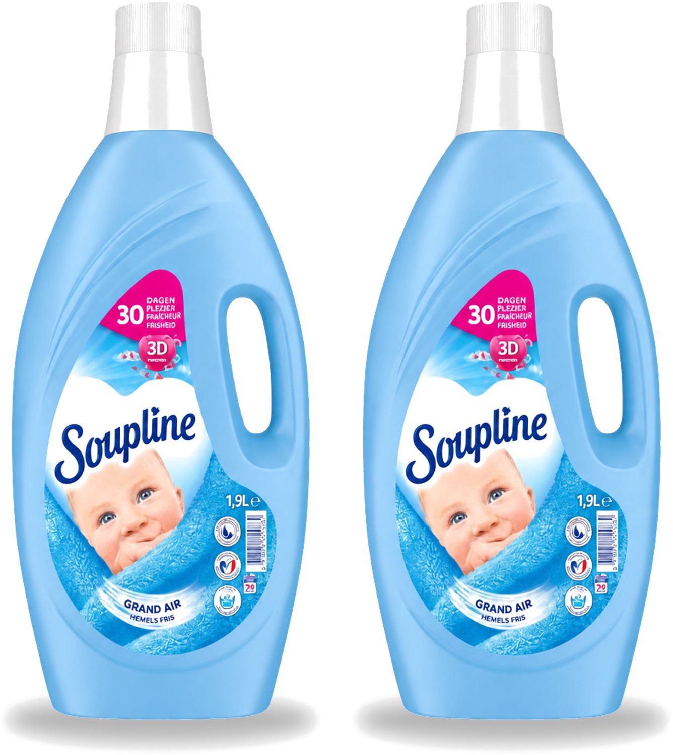 2 x Soupline – Wasverzachter – Hemels Fris – 1,9 L - Voordeelverpakking - 2 stuks