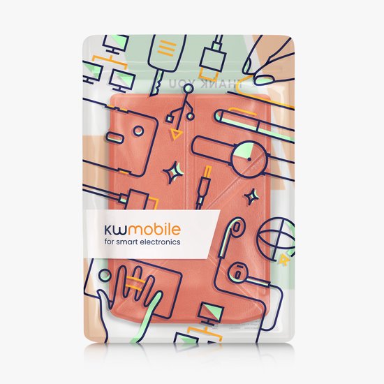 kwmobile e-reader hoesje geschikt voor Pocketbook Verse/Verse Lite/Pro/Color/Vivlio Light HD hoes - Ereader flip case met standaard - E reader cover van kunstleer - In oranje — afbeelding 2