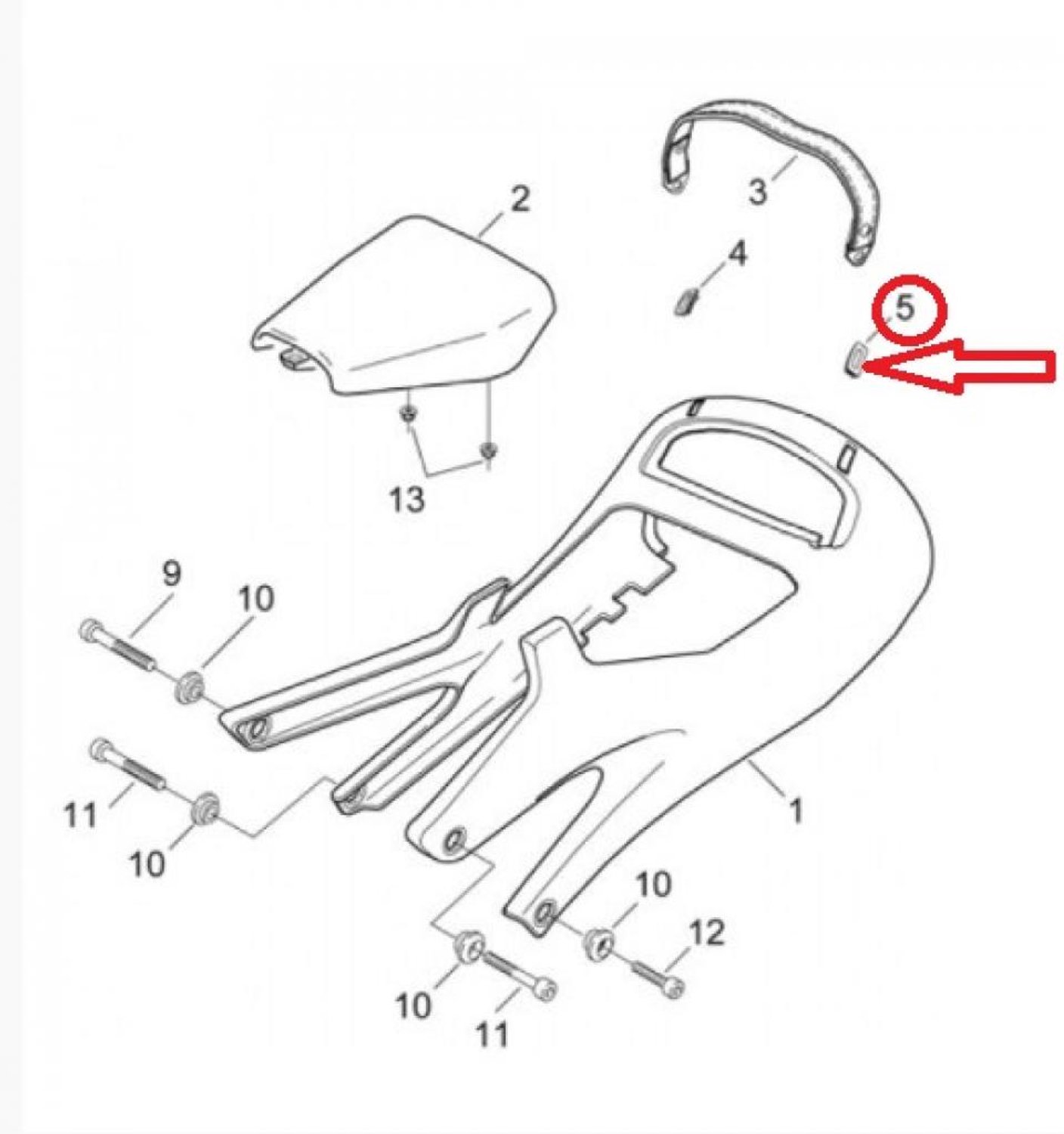 Clip links passagiershandgreep voor motor Aprilia 250 RS 1998 tot 2003 AP8144140
