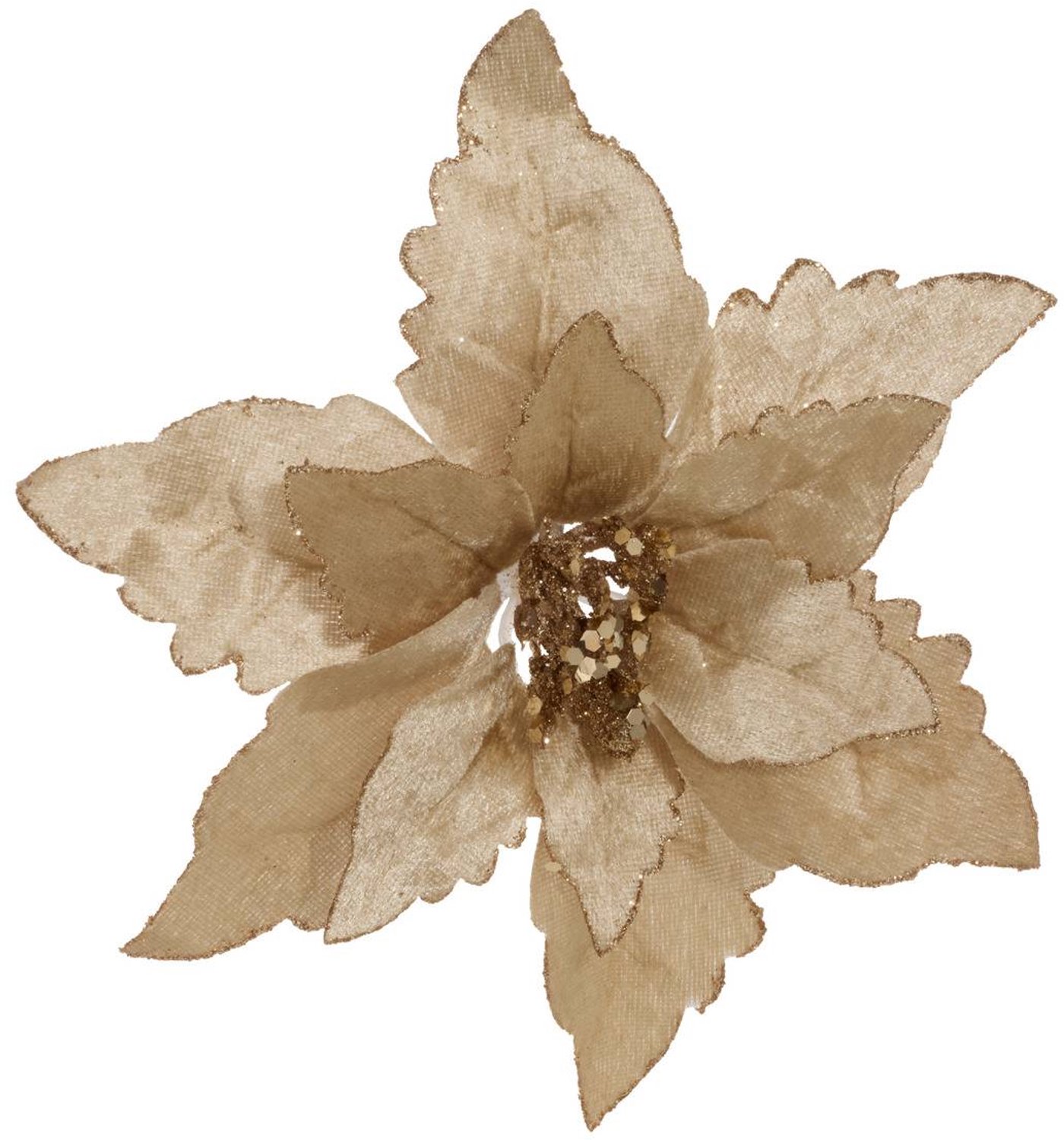 Feeric lights & Christmas Kerstboomversiering met champagnekleurige poinsettia-bloem, diameter 20 cm