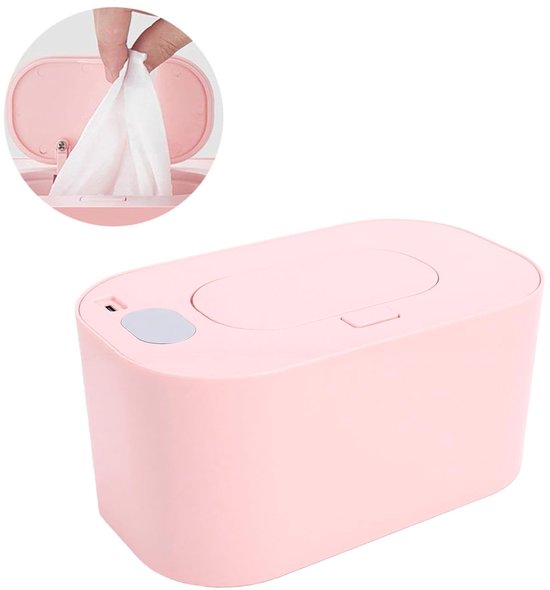 USB Doekjeswarmer - Draagbare Verwarmer - Babyverzorging Thuis - Instelbare Temperatuur - Voor 80 Doekjes - Roze — afbeelding 5