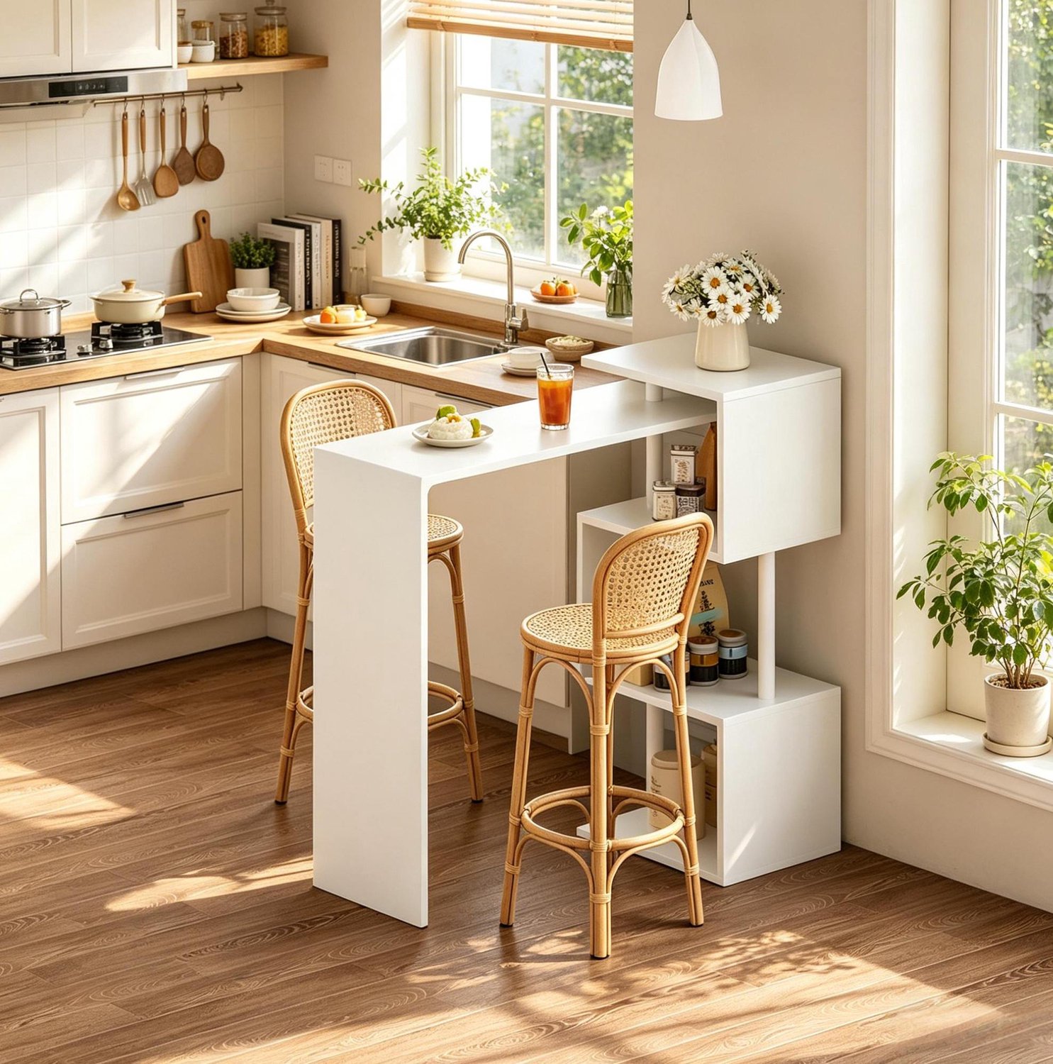 CHICFURN Bartafel - opbergrekken - 100 cm hoog - 3 planken - wit