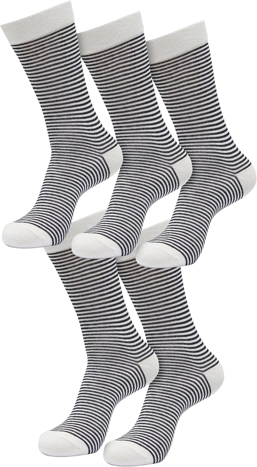 5-Pack Unisex Sokken met Fijne Streep Comfortabel Katoen Zwart