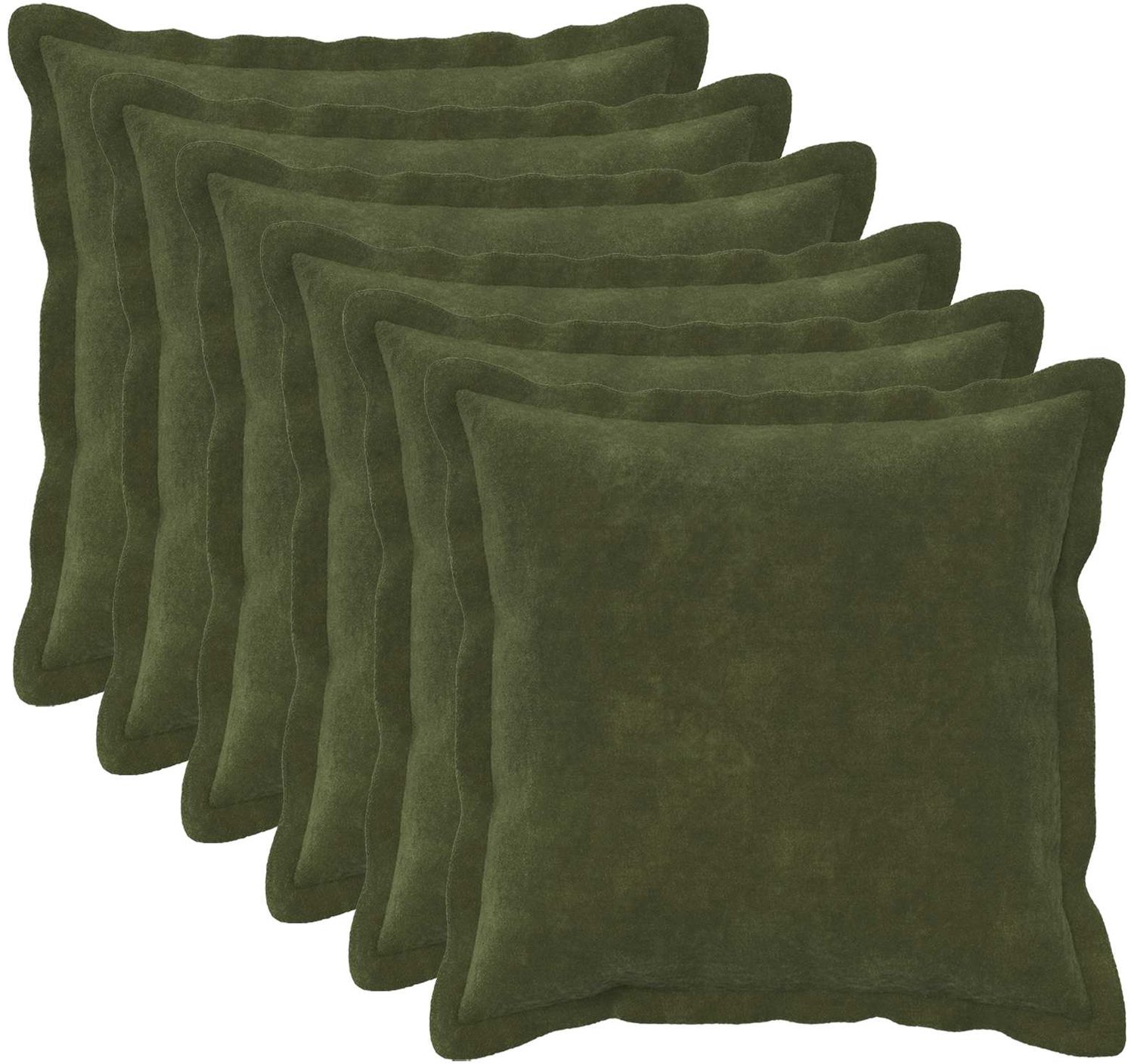 vidaXL Dekenkussen - 6 - st - HOUTEN - Groen - 50 - x - 50 - cm - Microfiber - Fleece