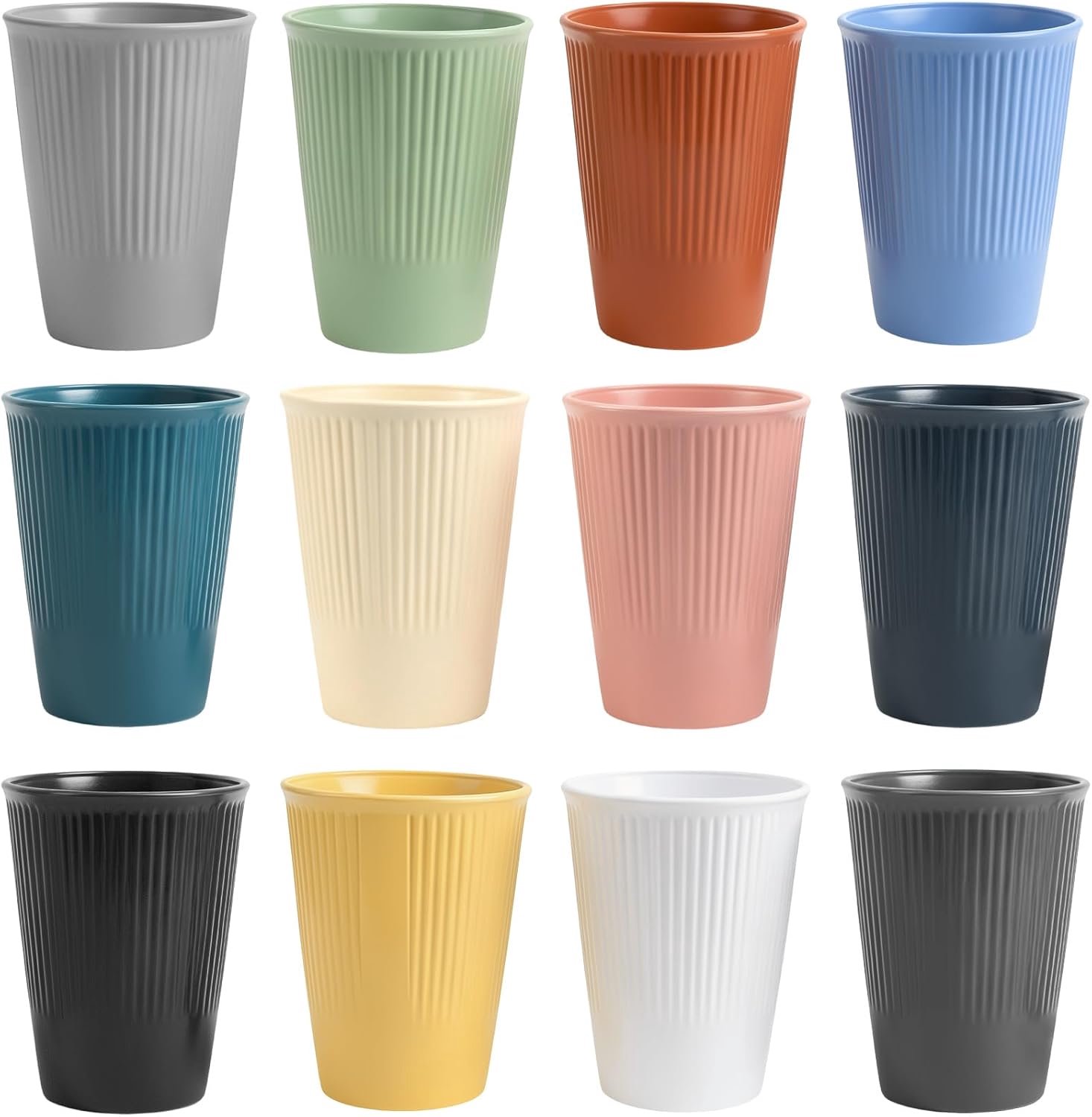 Plastic bekers set 12 stuks - herbruikbaar - 12 kleuren - ideaal voor dagelijks gebruik - Vemera