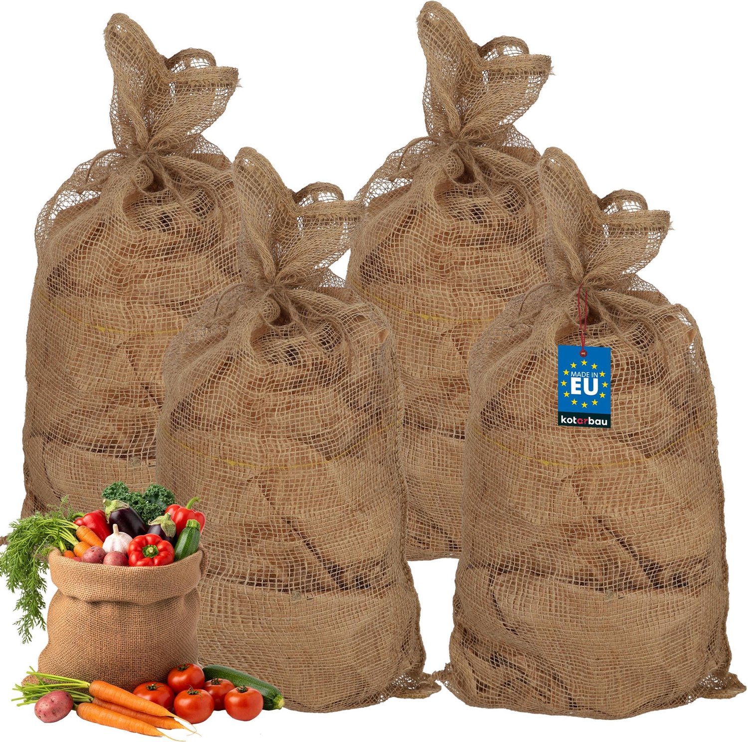KOTARBAU® Universele Jute Zak 45 x 95 cm - Aardappelzak Set van 4 - Tuinafvalzak - Zak voor Bladeren - Planten en Uien - Natuurlijk