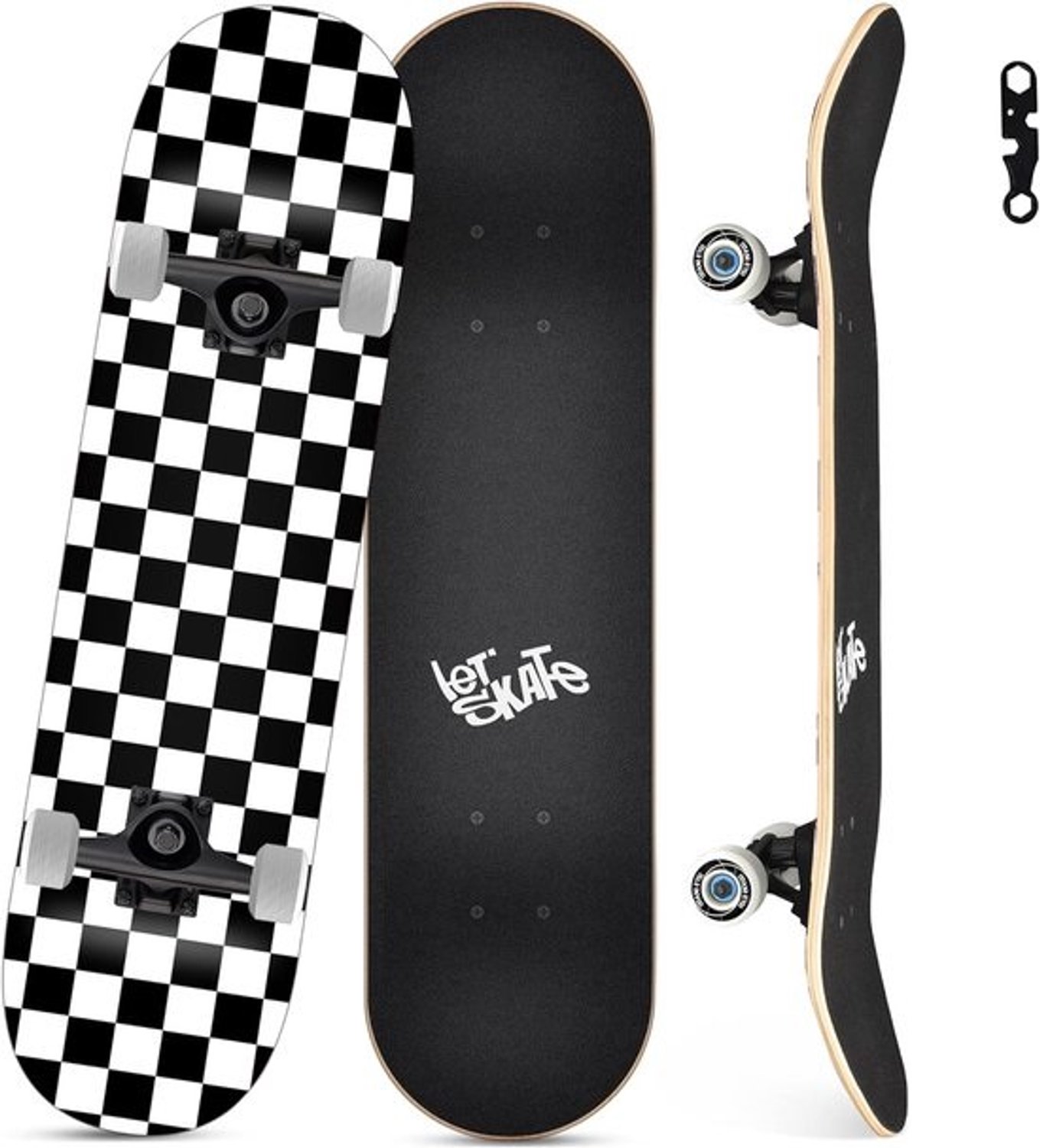 Compleet skateboard voor beginners en gevorderden Houten trickboard 78.7cm met dubbele kicktail
