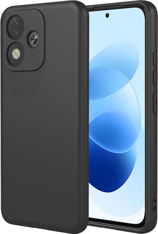 Coque arrière noire mate pour téléphone, vue latérale montrant l'écran et les boutons.