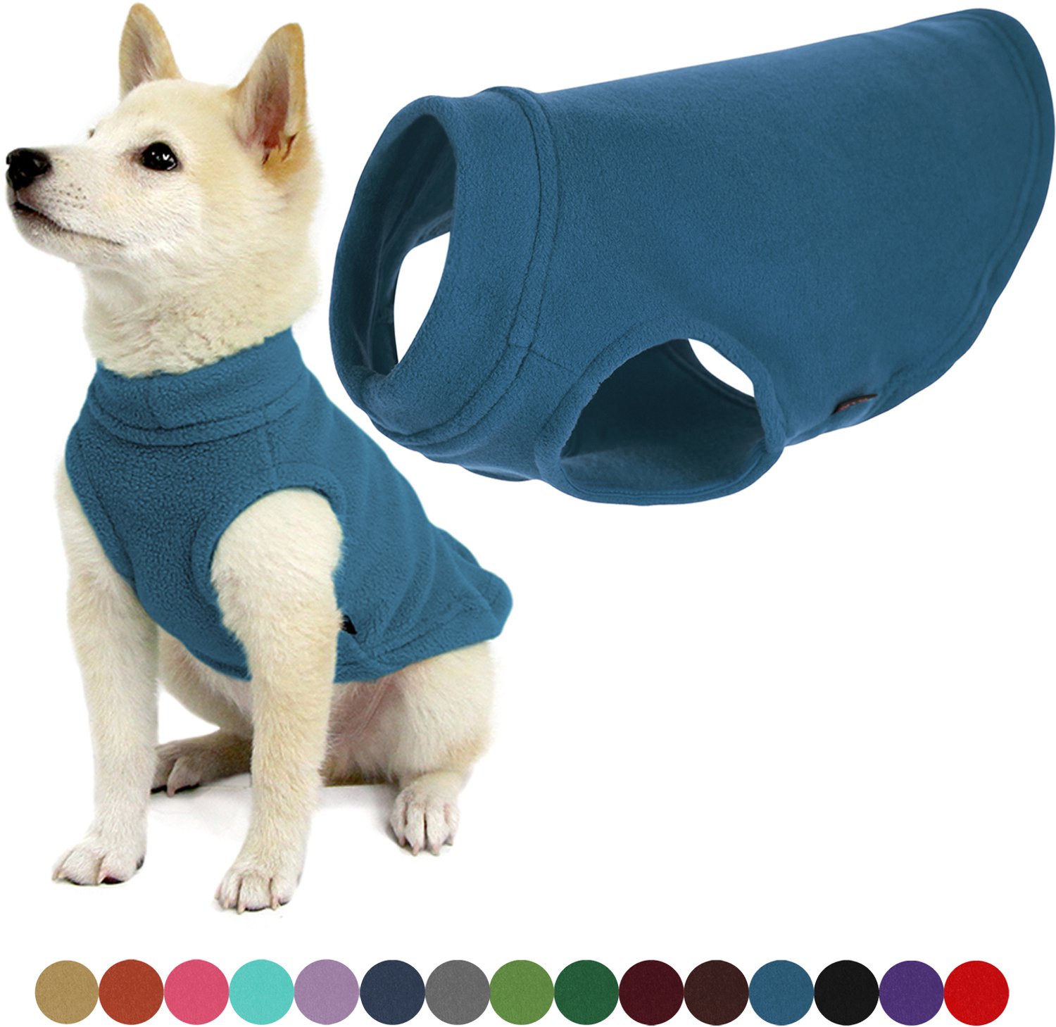 Gooby Stretch Fleece Vest Hondenjas - Warme hondentrui voor kleine honden - Staalblauw - Small
