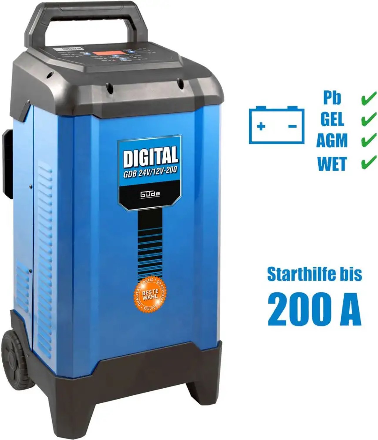 Güde DIGITAL GDB 24V/12V-200 Acculader 40 Ah  met starthulp 200 Ah