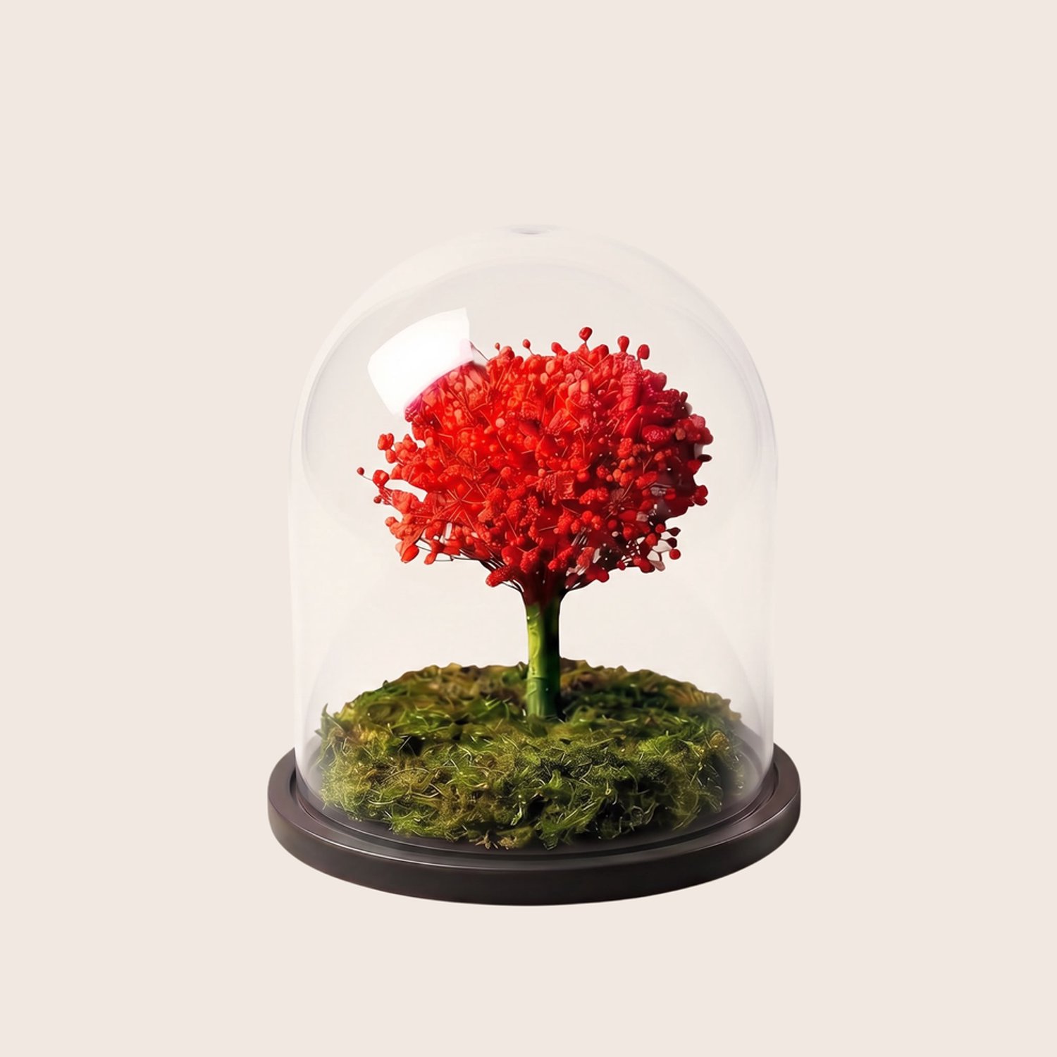 Charle Roses Dome Tree of Life - Houdbaar gipskruid boompje onder glazen stolp - 13,5 cm - in cadeauverpakking