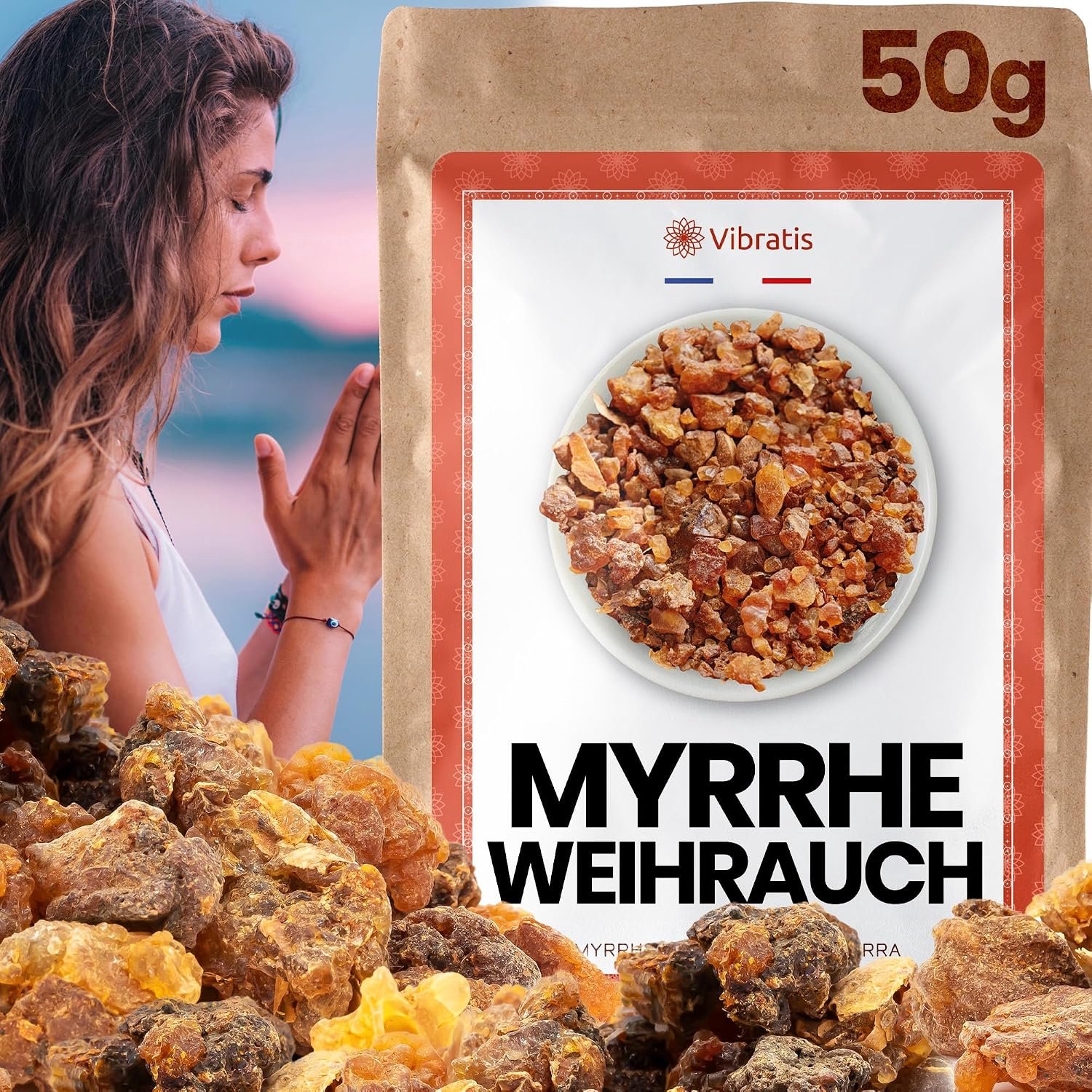 Natuurlijke Mirre & Wierook Korrels 50g - Zuivering & Meditatie