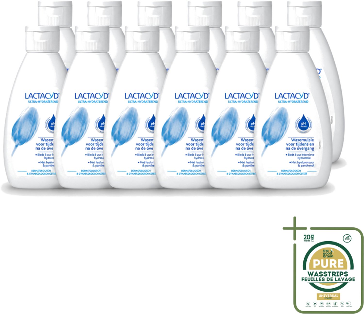 12 x Lactacyd – Ultra Hydraterend – Voor tijdens en na de overgang – 200 ml - Wasstrips - Intieme Verzorging - Overgang - Hydratatie - Droogheid - Jeuk