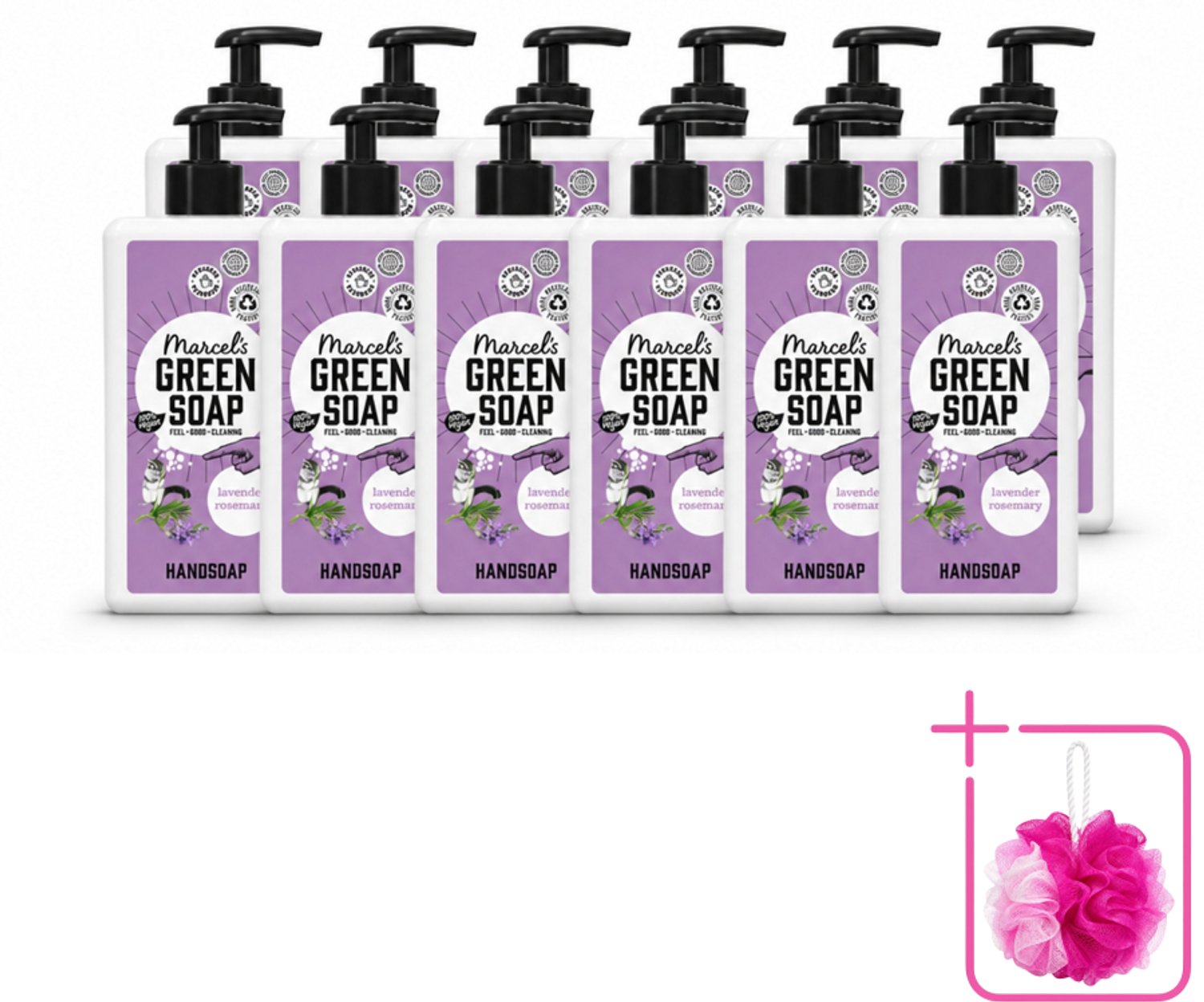 12 x Marcel's Green Soap - Handzeep - Lavender & Rozemarijn - Voor dagelijks gebruik - 500 ml - Bulkverpakking - Handzeep - Douchemop - Natuurlijke handzeep