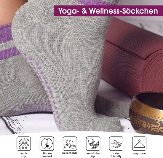 4 Paar Antislip Sokken met Massagedemping - Yoga & Pilates — afbeelding 2
