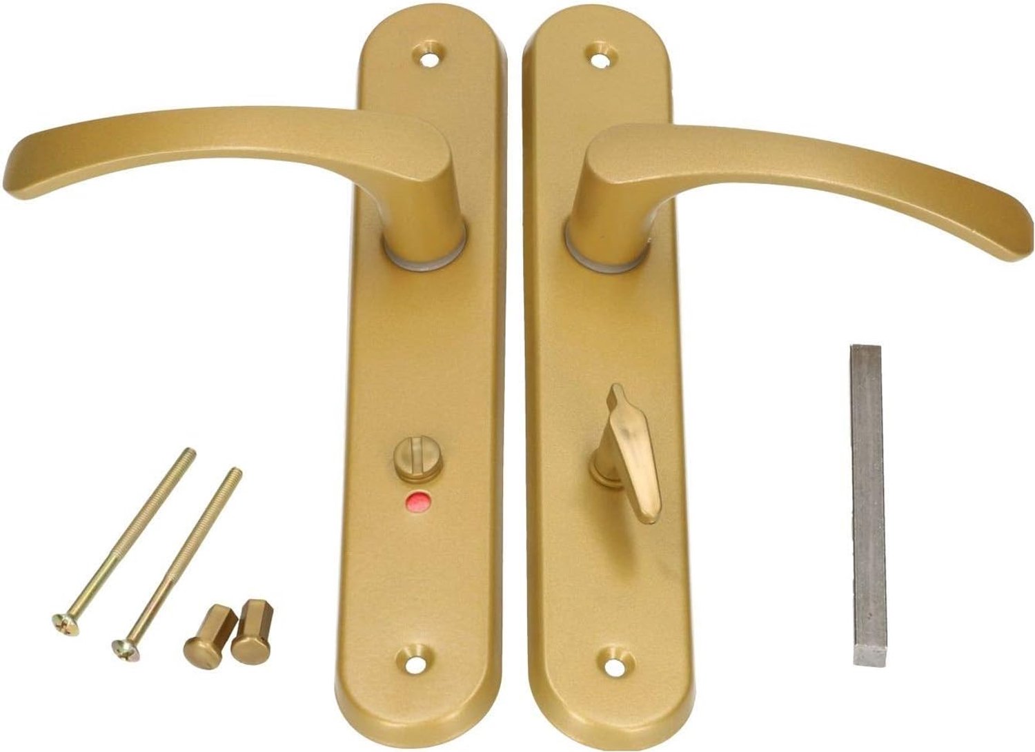 Deurklink WC Goud Aluminium 90mm - Set met Lange Plaat