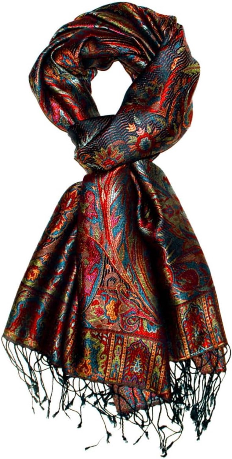 Lorenzo Cana Luxe Zijden Sjaal Jacquard Paisley Multikleur 70x190cm
