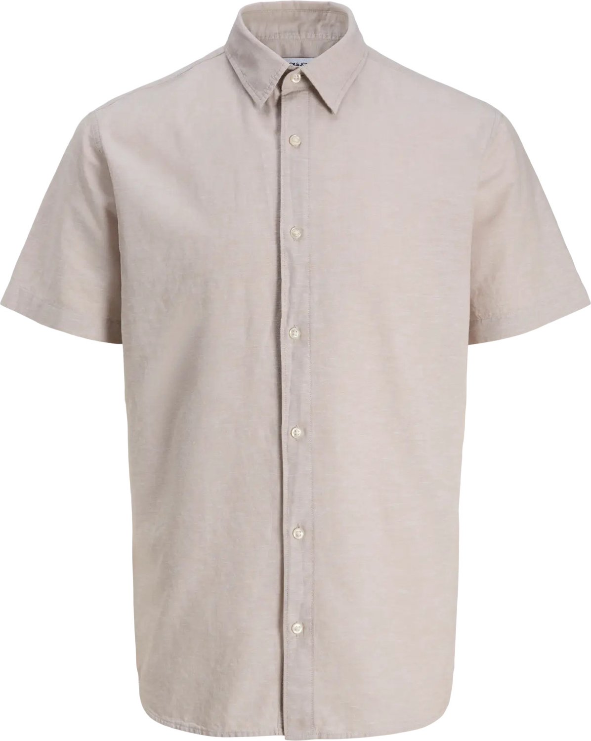 JACK & JONES Breeze linen blend shirt regular fit korte mouw - popeline - beige (string)
