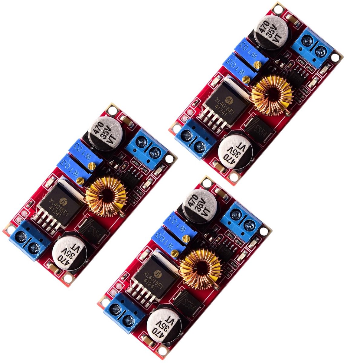 Electronics DC-DC Step Down converter 5-32V naar 0,8-30V buck, instelbaar 5A, constante module voor led, acculader, Arduino Electronics (3 stuks)