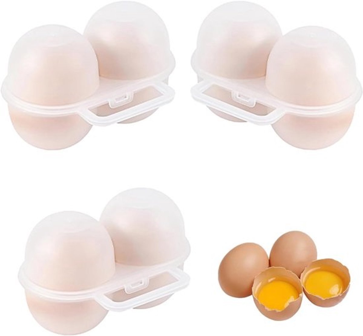 Eierbox met 2 roosters voor camping en picknick - anti-val, kunststof, draagbaar