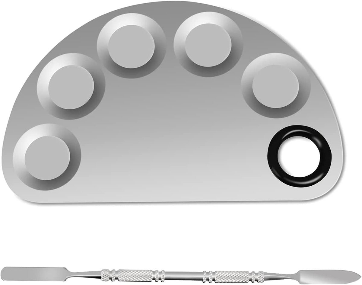 Professioneel Mengpalet voor Make-up en Nagelkunst - RVS 6x4" voor Foundation en Kleurenmixen