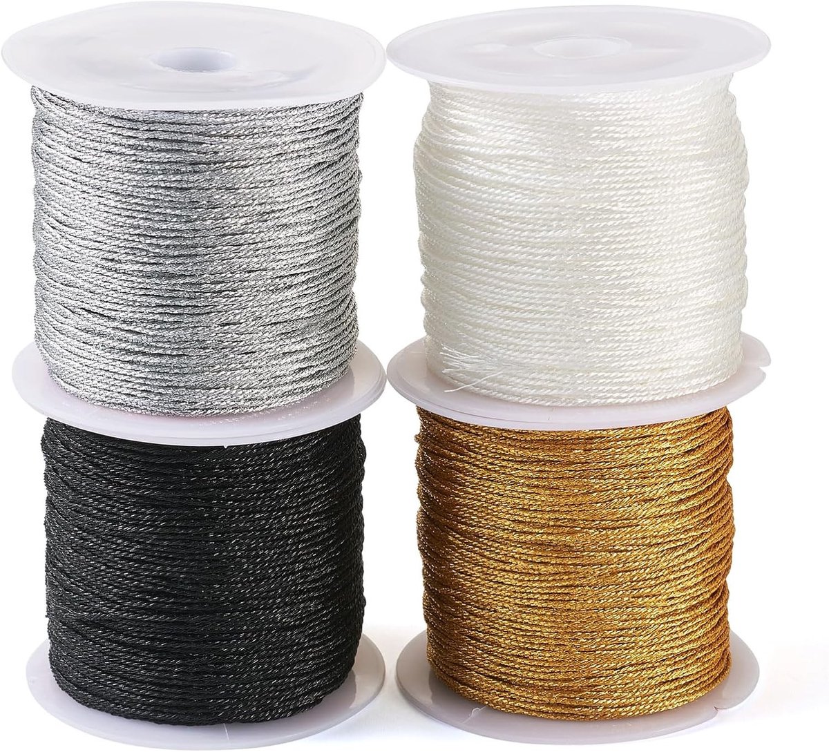 4 Rollen 0.8mm Kralendraad van Polyester voor DIY Chinese Knopen, Macramé Armbanden en Sieraden Maken