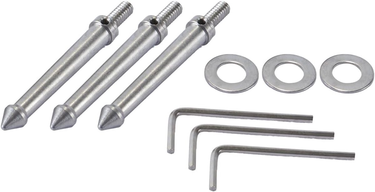 3 stuks statiefvoet lange spikes roestvrij staal antislip 1/4" schroefdraadinterface universele camera grondpenadapter voor statief monopod (80mm)