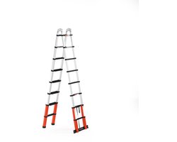 RMBO Professionele Multifunctionele Telescopische Ladder 5 m- Telescoopladder - 5m lang, Compact en Draagbaar met Soft Closing Systeem - Geschikt voor Particulier en Professioneel Gebruik - Telescopische Vouwladder- Max. Belasting 150 kg, EN 131.6
