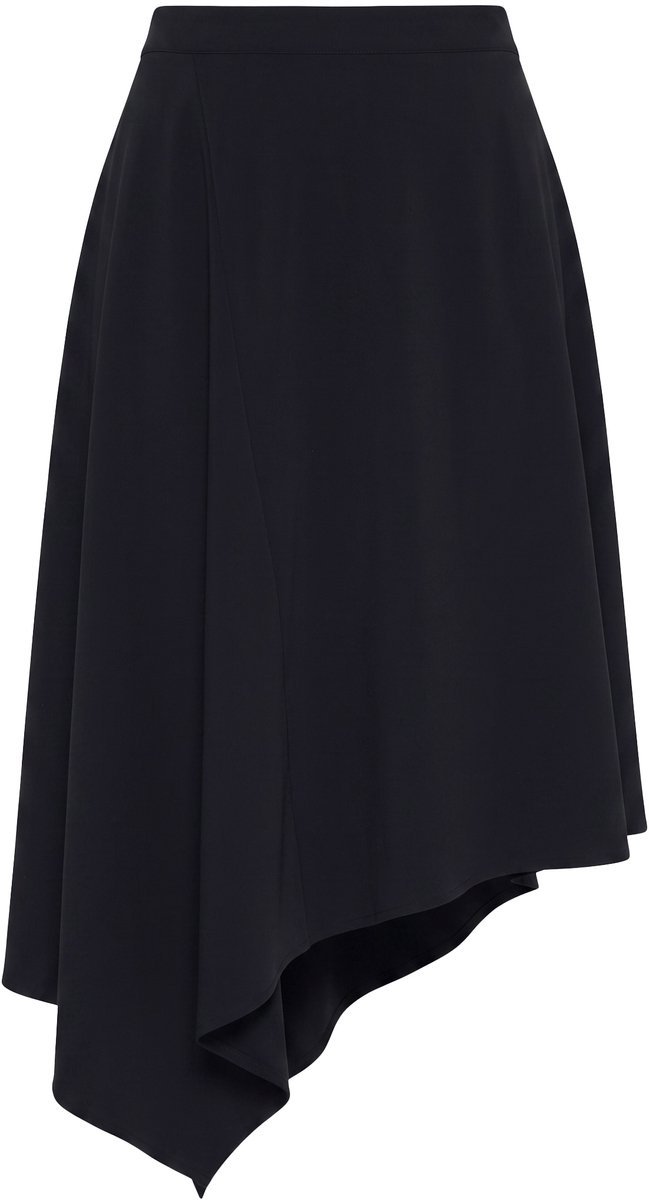 Ulla Popken - Dames - Rok asymmetrische zoom stretch comfortabele tailleband - Zwart - Maat 46+