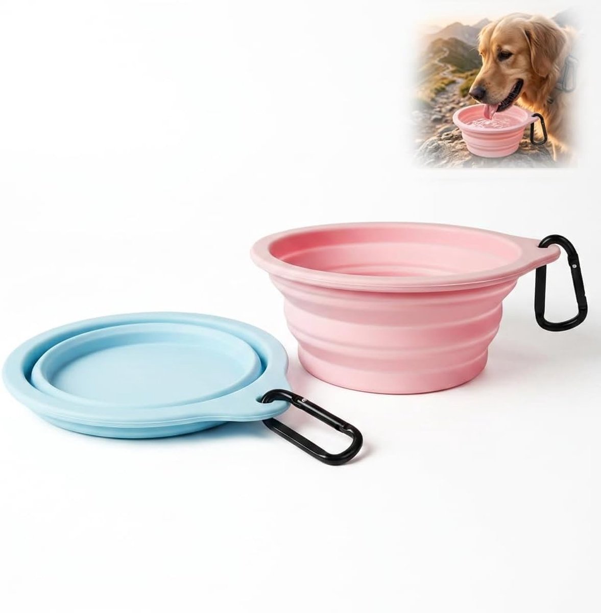 Vouwbare honden- en kattenvoederbak met waterfunctie - Lichtgewicht, herbruikbaar en veilig voor reizen, wandelen en kamperen