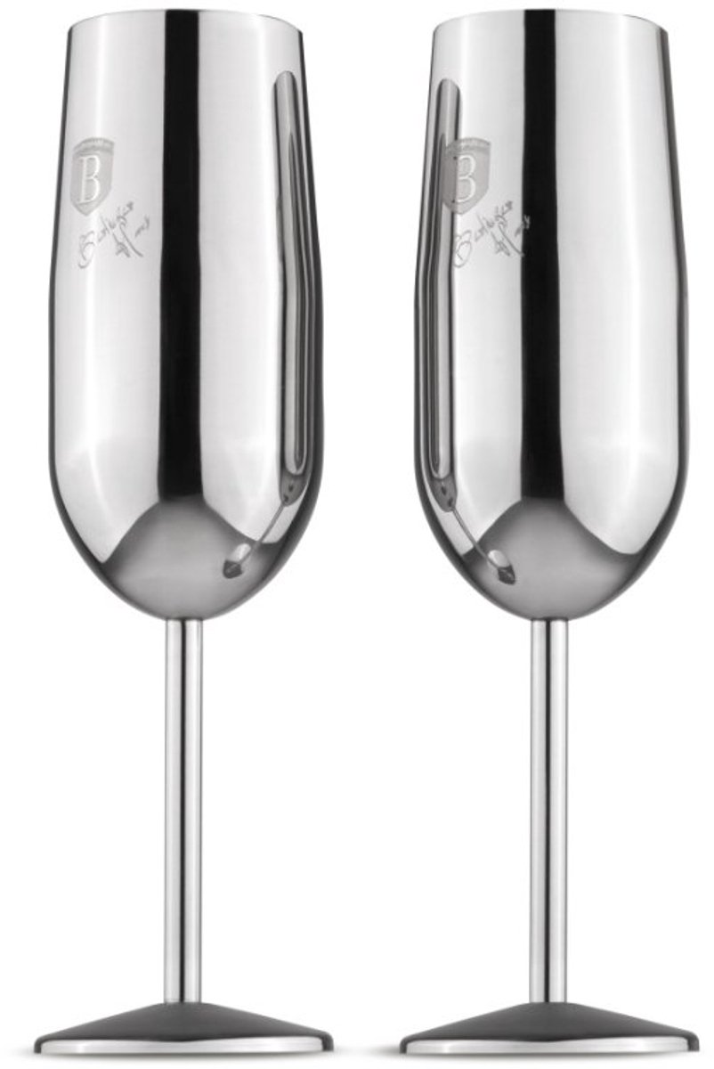 Set van 2 champagneglazen van 260 ml, Silver