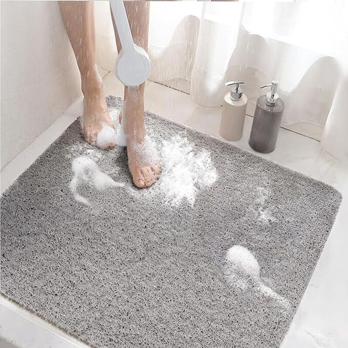 Antislip douchemat, 60x60cm antislip badmat, geschikt voor afvoergaten, zachte PVC-spons badmat, sneldrogend