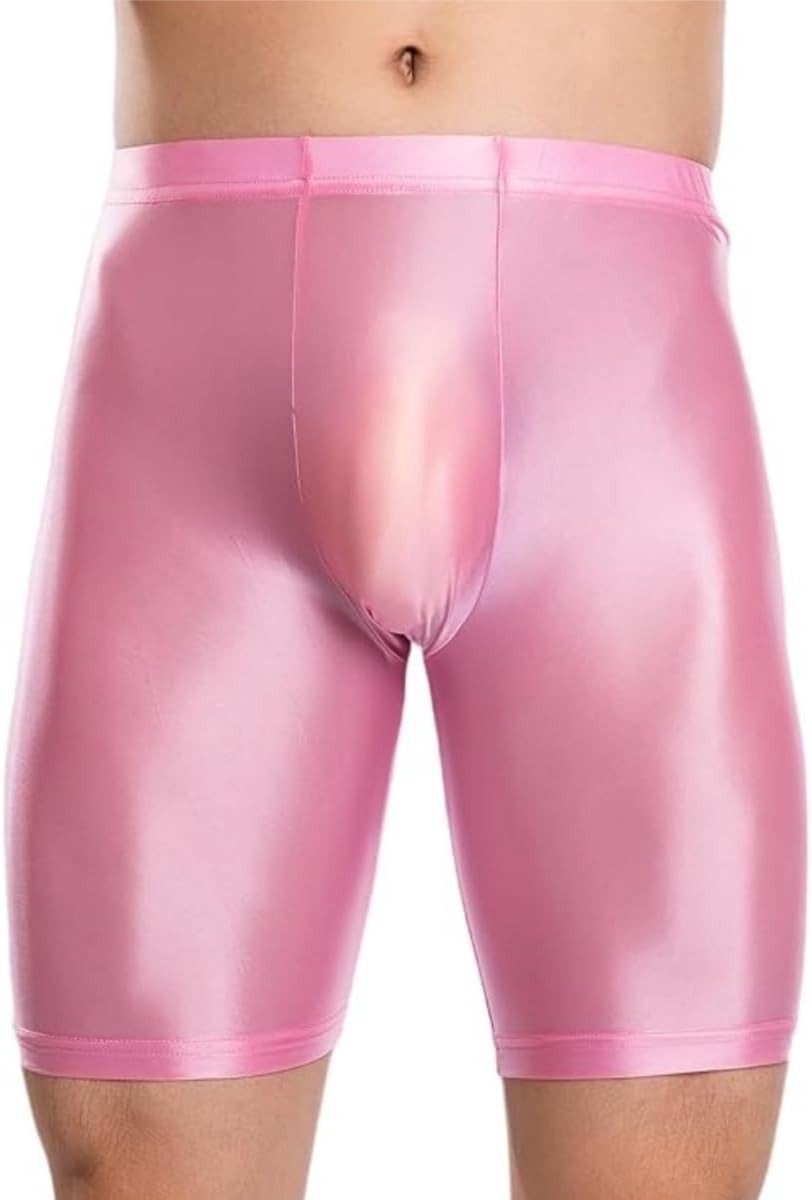 Heren glanzende shorts met hoge taille, sportleggings met elastische band, naadloze en strakke pasvorm voor 70s en 80s discofeesten