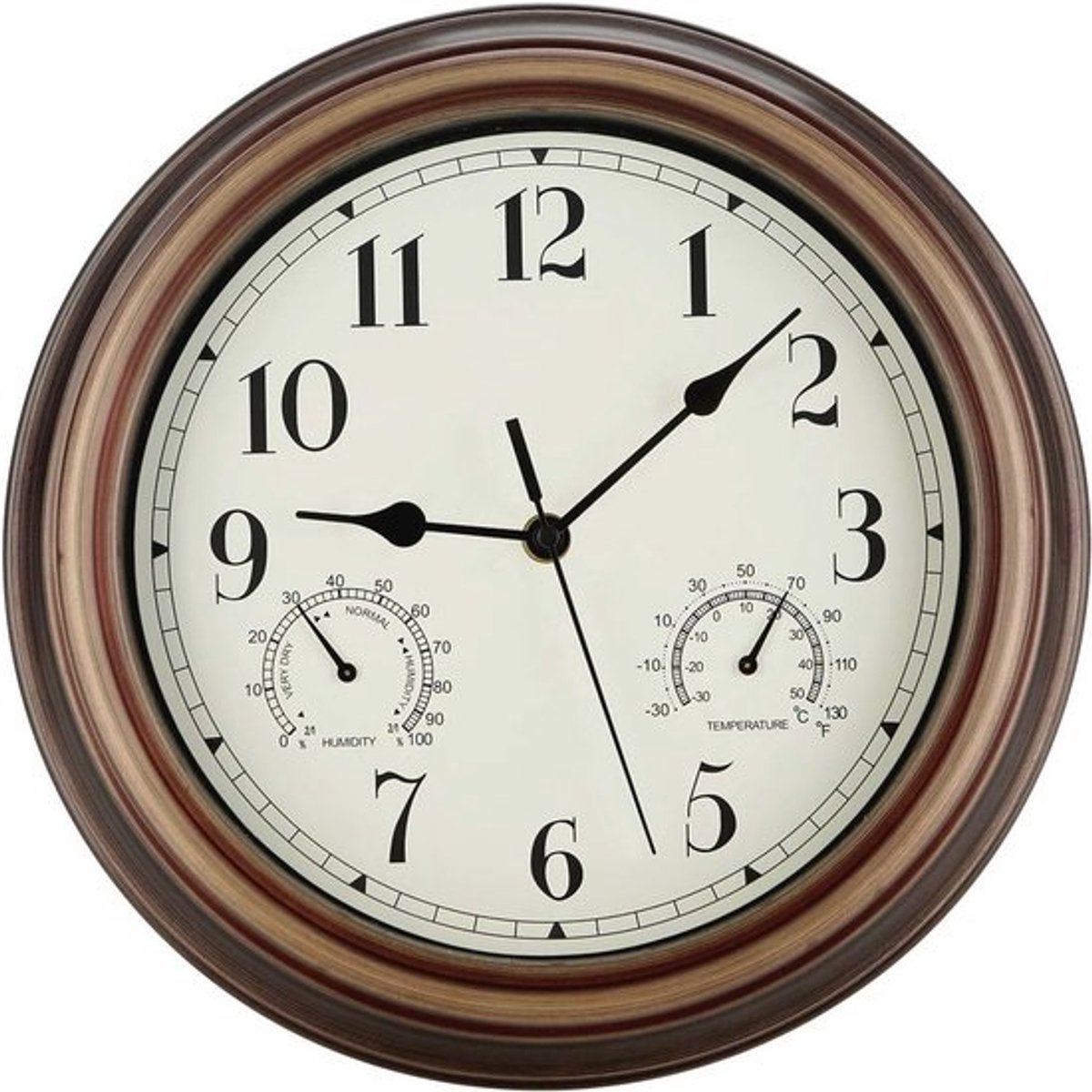 12 Inch Muurklok met Thermometer - Waterdichte Batterijklok