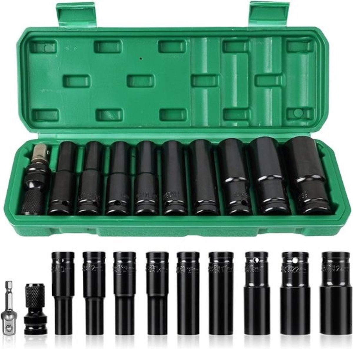 Slagmoersleutelset 1/2 inch - 11 Stuks Dopsleutelset voor Auto Reparaties en Bandenwissel
