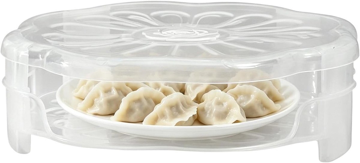 Box - 26x18cm Stapelbaar Niet Stick Opbergbak met Deksel | PP Stapelbare Dumplings Box Non Stick Opslag Lade met Deksel voor Vriezer Koelkast Keuken Voedsel Opslag Organizer