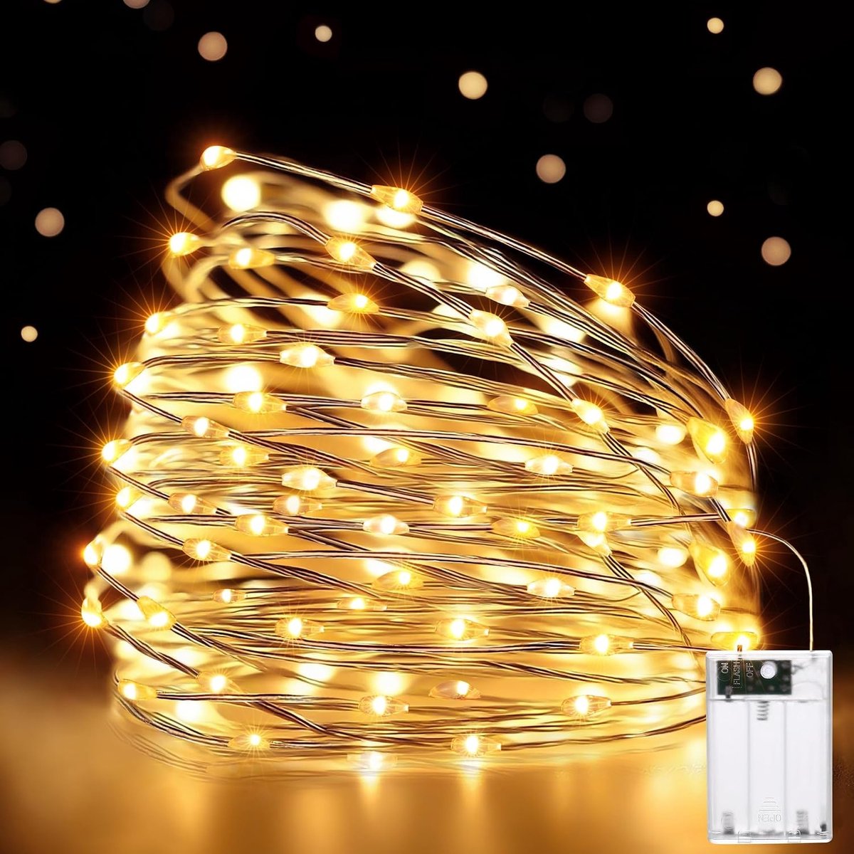 Kerstverlichting raam - Warm wit - 10 meter - LED Lichtslinger op Batterijen - Voor Binnen en Buiten Decoratie