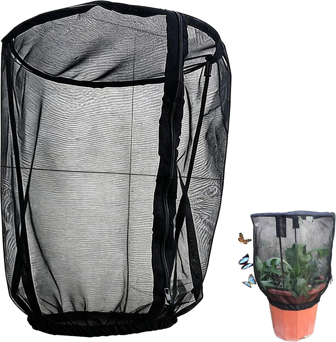 Kleine vlinderhabitat, insectenterrarium, tuin, net, plantenafdekking, beschermingsnet, tuinnet, ritssluiting voor fruit, groenten en zaailingen (A)