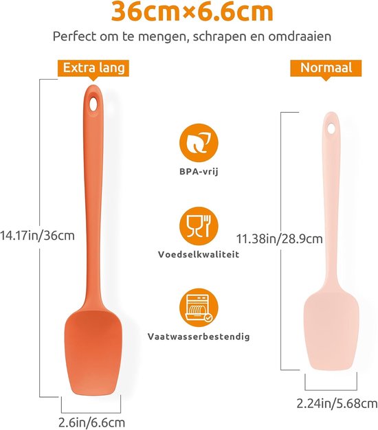 Silicone lepel Spatel 315 ℃ Hoge Hittebestendige (Oranje) — afbeelding 2