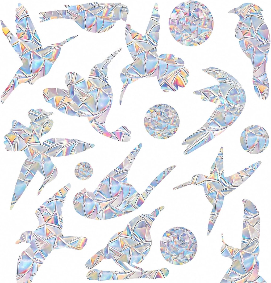 48 stuks Prisma anti-botsingsstickers voor ramen, prisma stickers