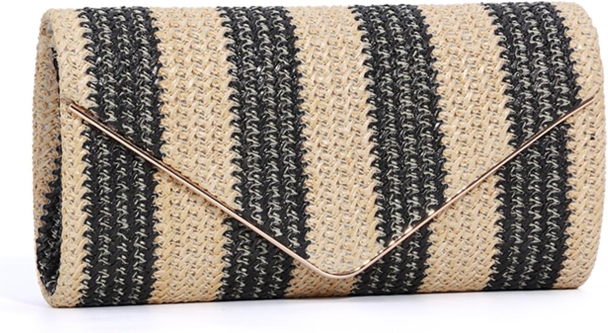 Clutch portemonnee voor vrouwen, avond, enveloptas, zomer, gevlochten, strand, crossbody handtas met kettingriem